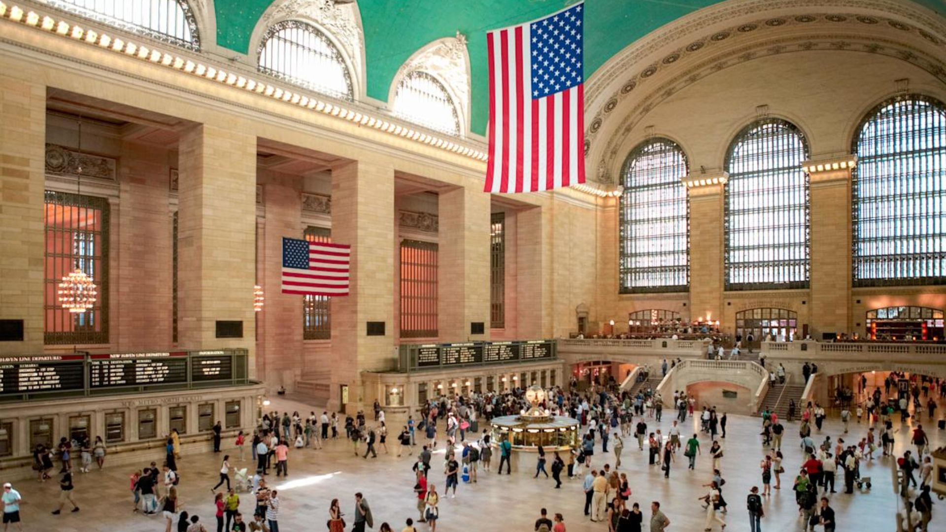 Grand Central Station in New York City, showcasing its iconic architecture and bustling atmosphere.