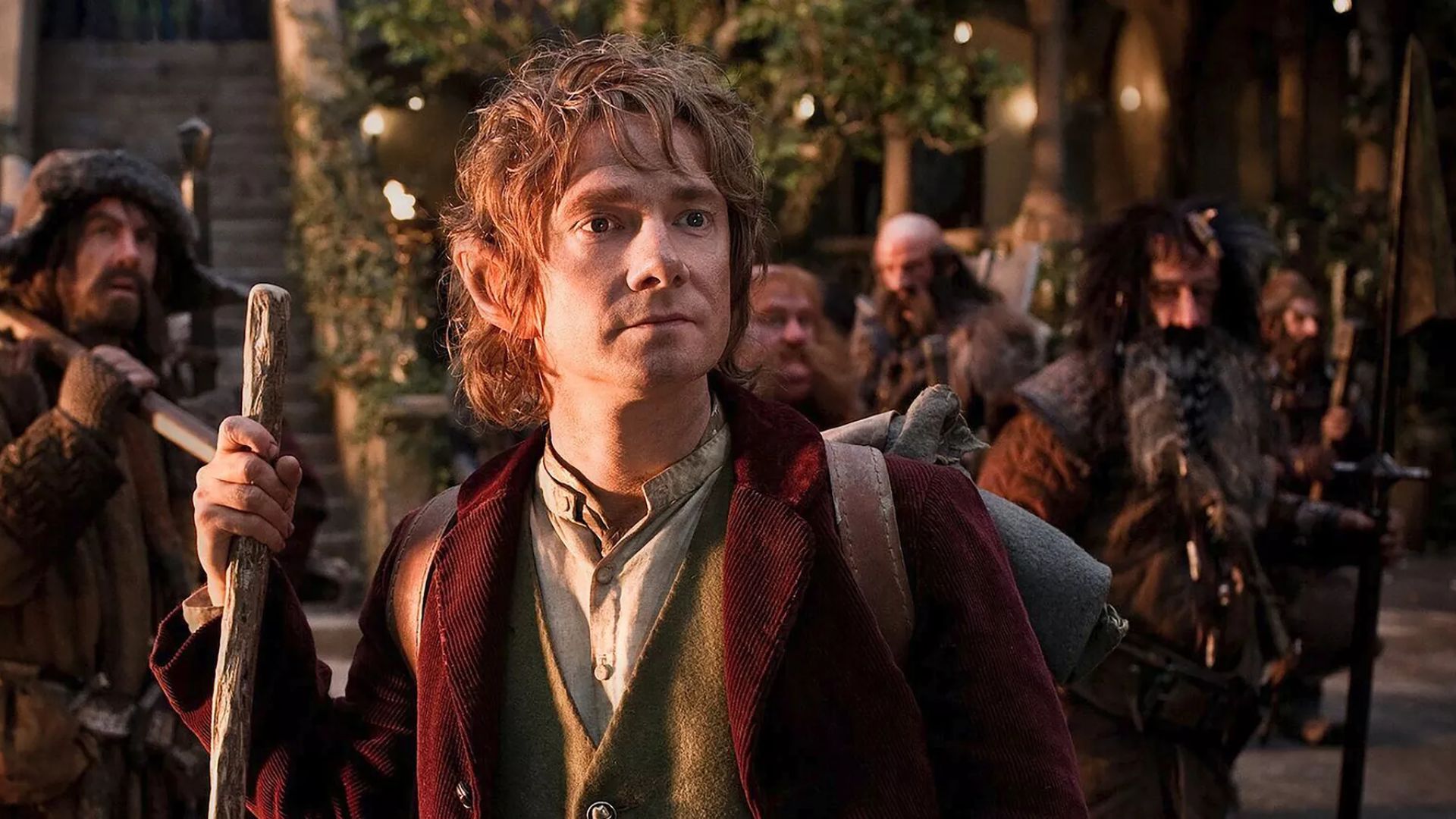Antonio Banderas as a character in a scene inspired by "The Hobbit," showcasing fantasy elements and adventure.