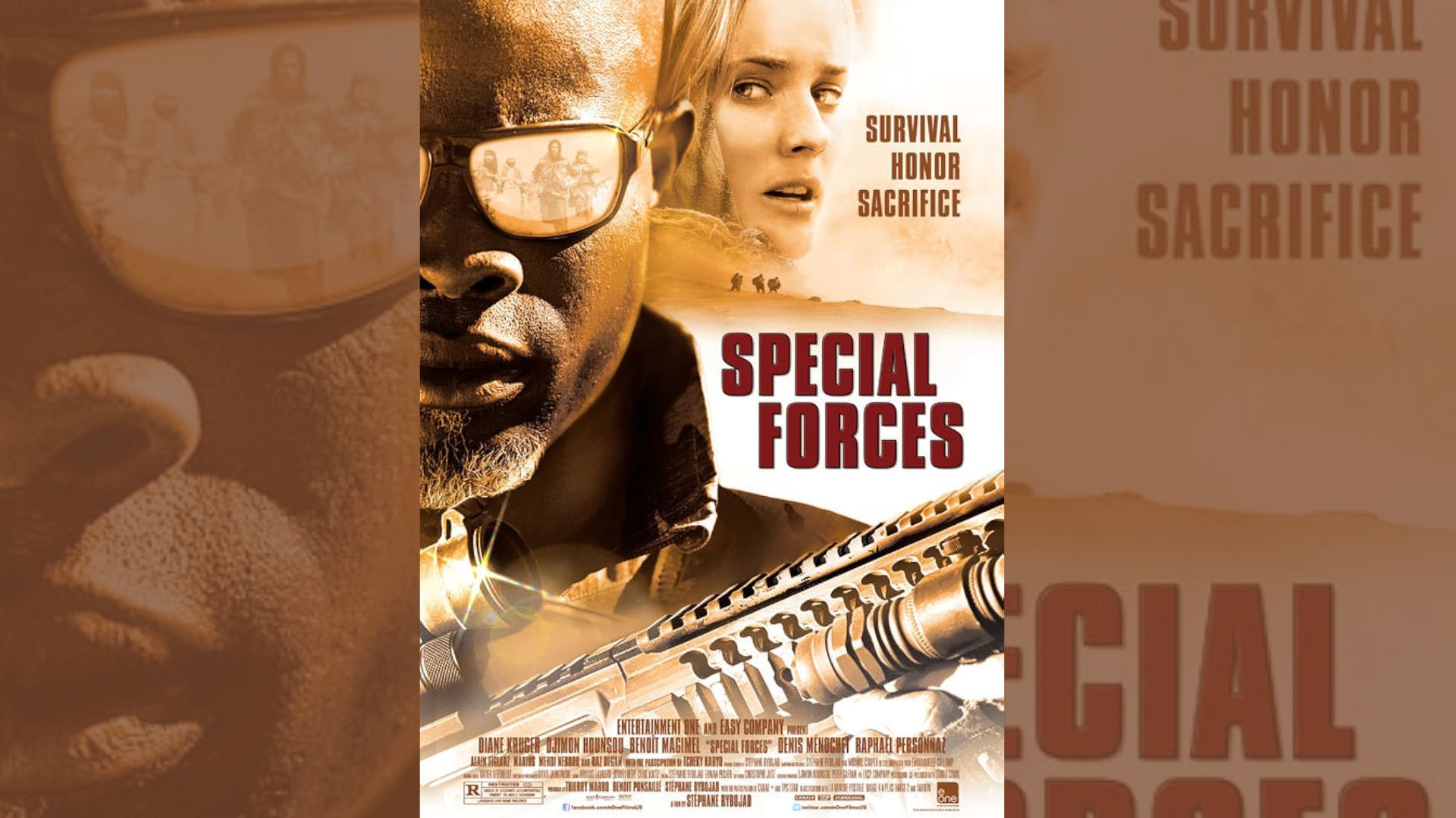 Movie poster for "Special Forces" directed by Jason Alexander, featuring action-packed imagery and bold title design.