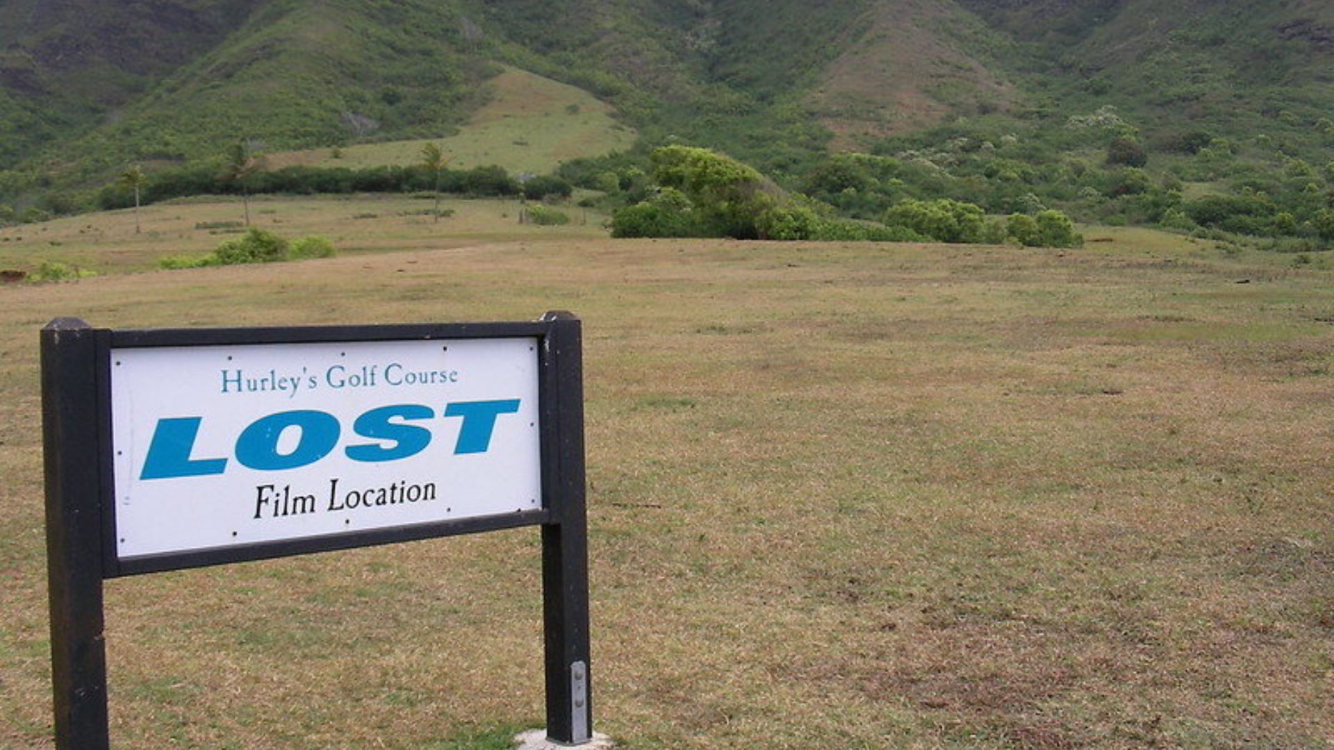 Overhead view of a vibrant green valley and mountains, representing the stunning landscape of Hawaii used in "Lost."

