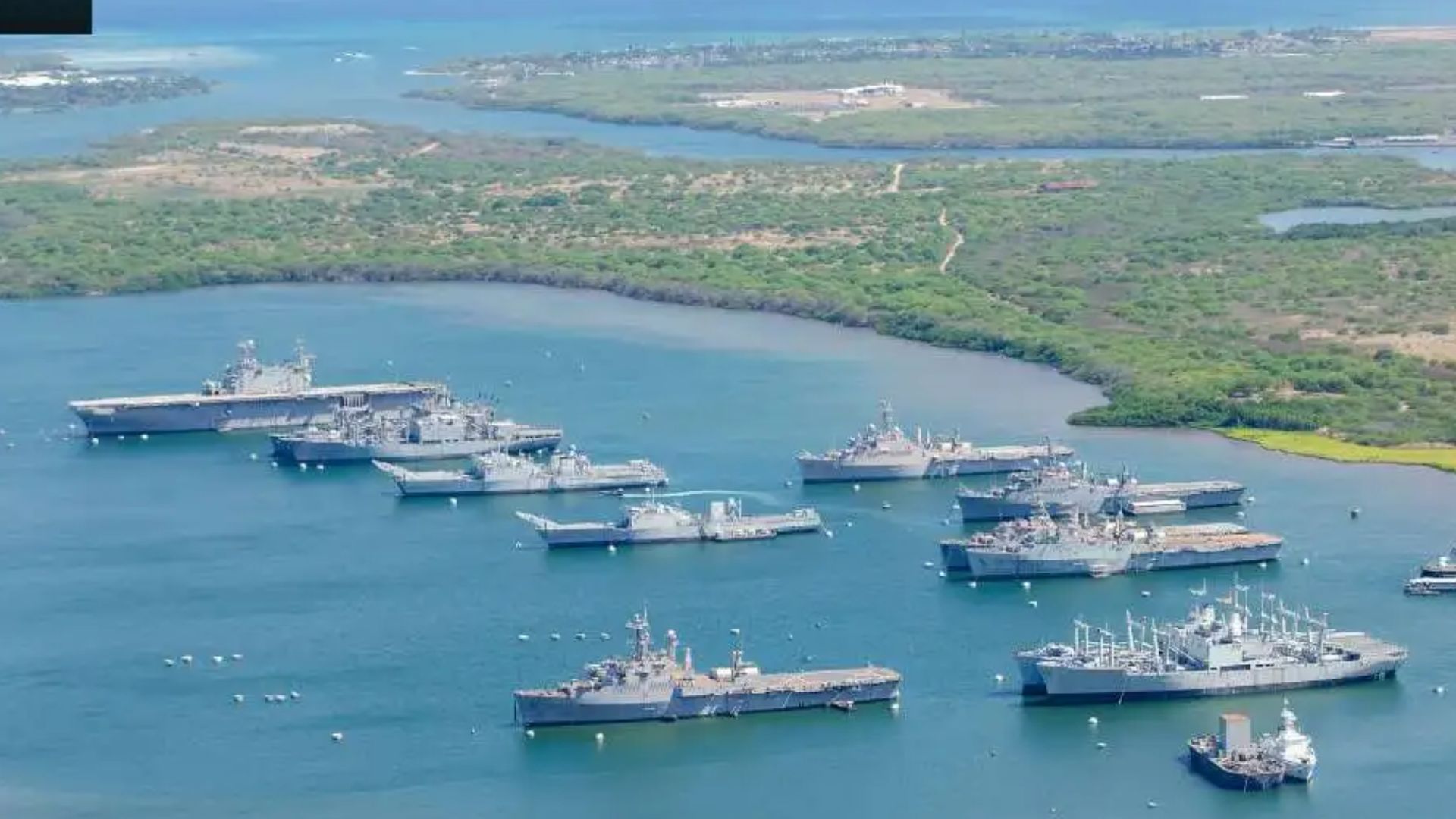 A large group of ships gathered in the water at the filming location in Piru, California, near Stillwater, Pennsylvania.