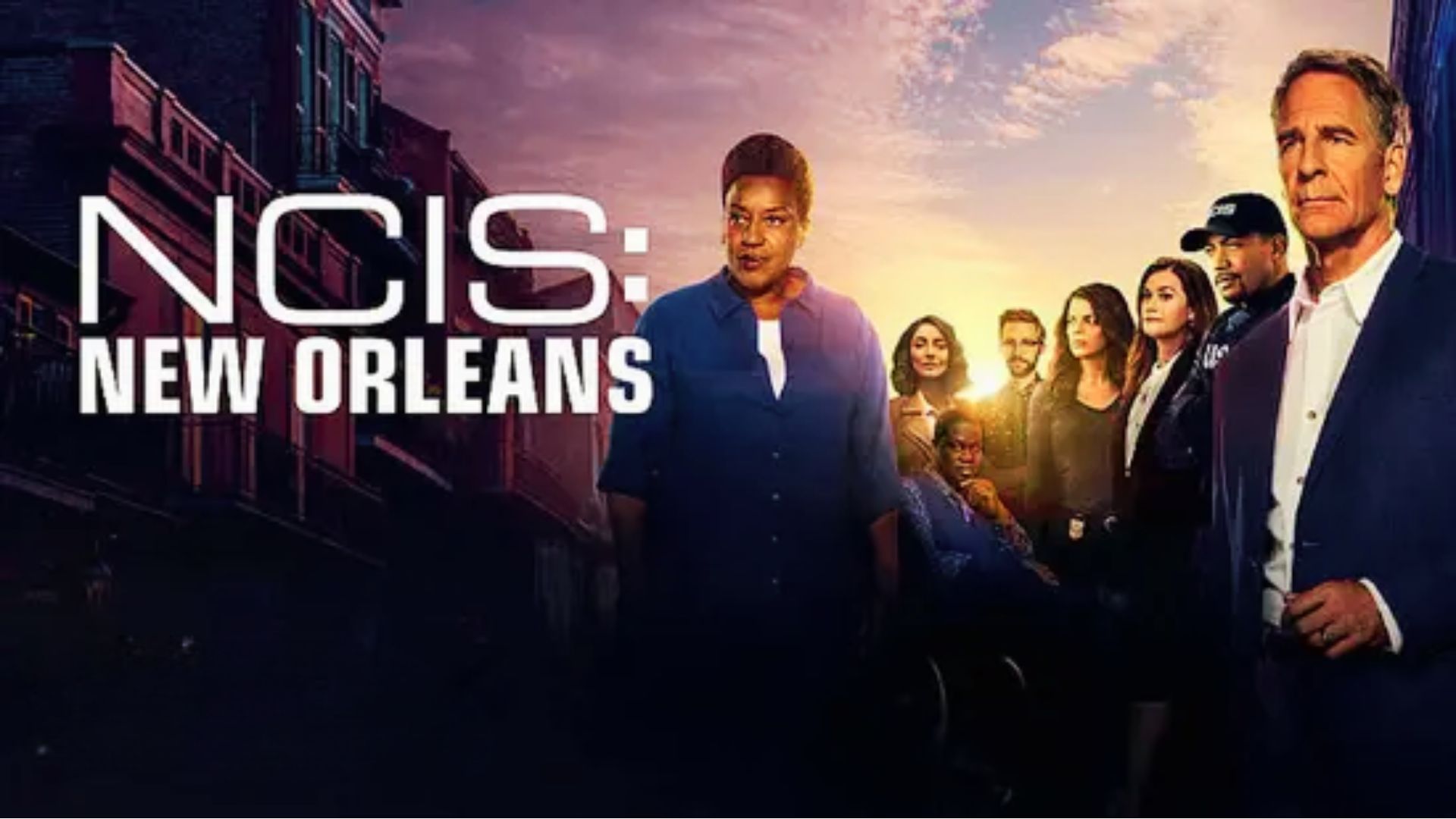 Movie poster for NCIS: New Orleans featuring key characters and dramatic visuals.