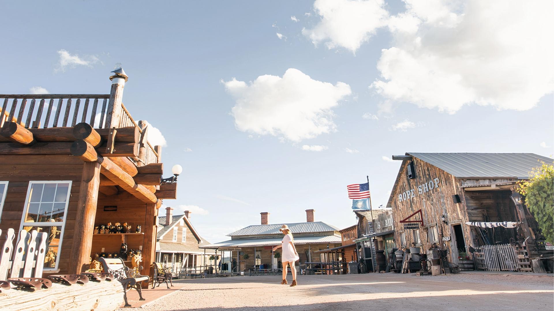 Main Street at 1880 Town near Murdo, South Dakota, featuring the Fort Hays set built for Dances With Wolves opening scenes.