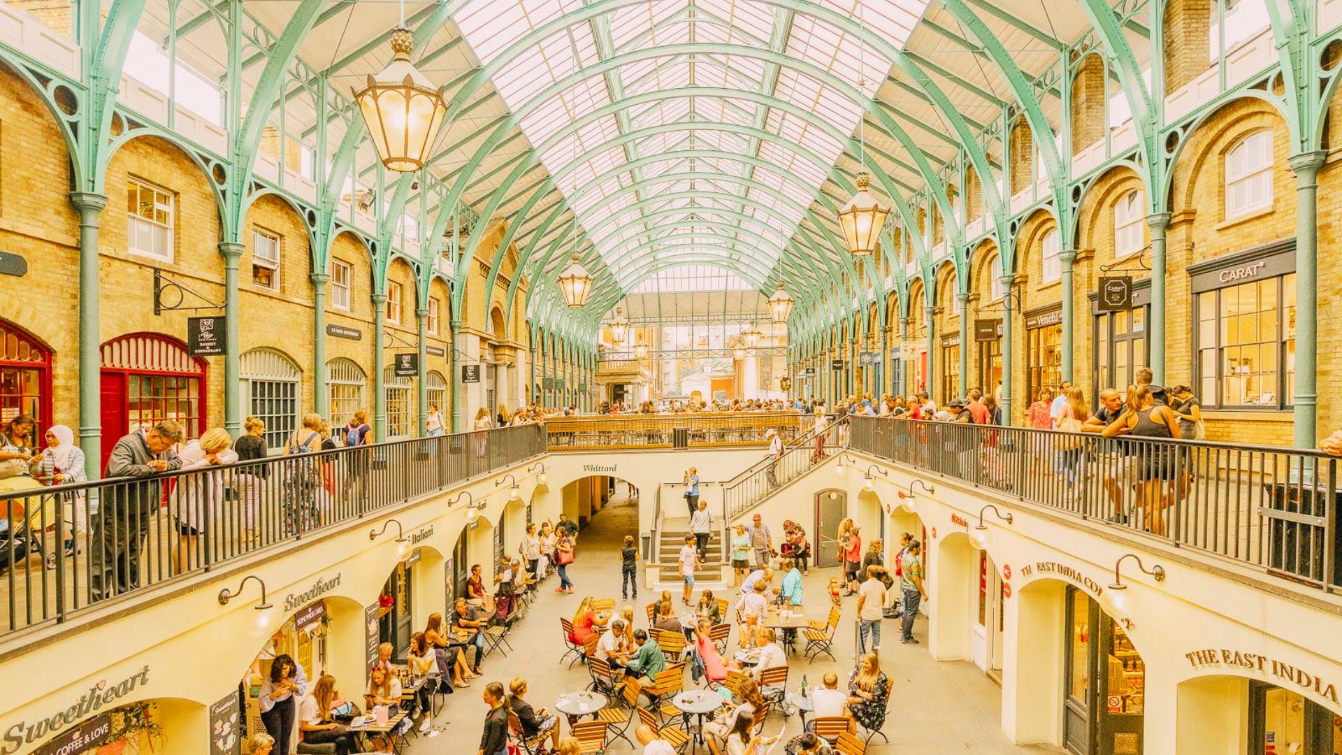 Bustling Victorian glass-roofed market hall full of shops and diners makes Covent Garden perfect for theatre lovers and boutique hotel stays.