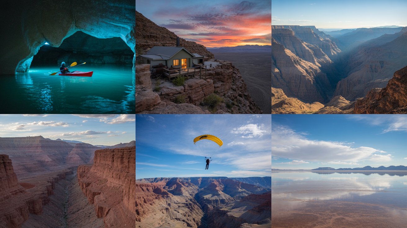 Unique adventures in the US including bioluminescent kayaking, cliffside stays, and Grand Canyon skydiving