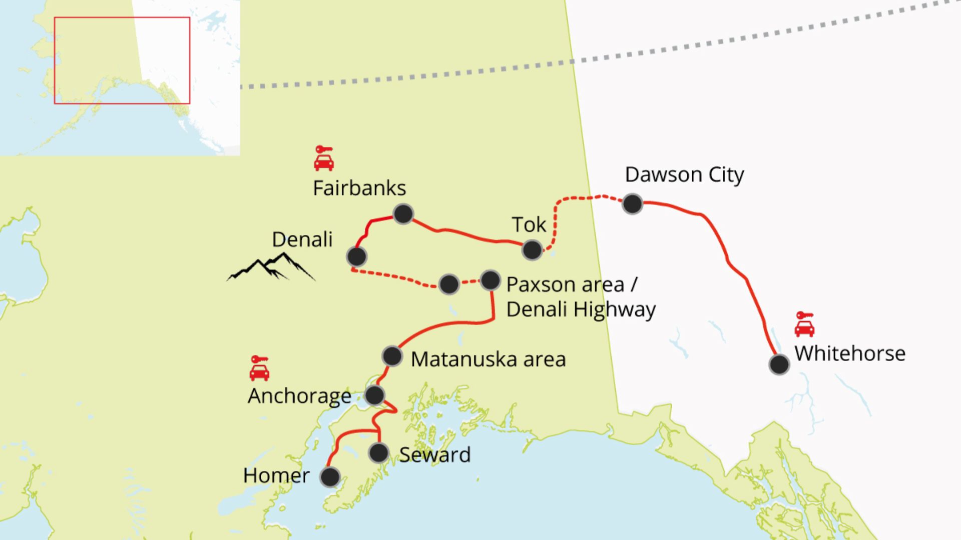 A MAP OF PLACES MARKED WITH UNPAVED ROADS
