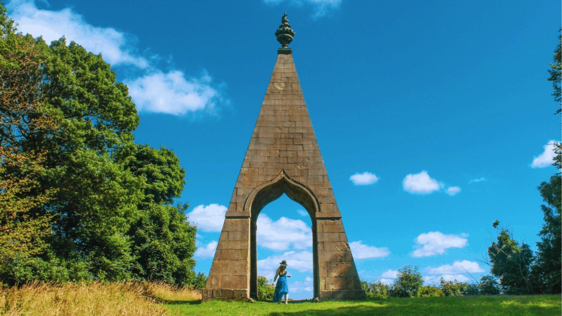 The Needle's Eye monument in Wentworth Woodhouse, South Yorkshire, folly near Wuthering Heights filming locations.