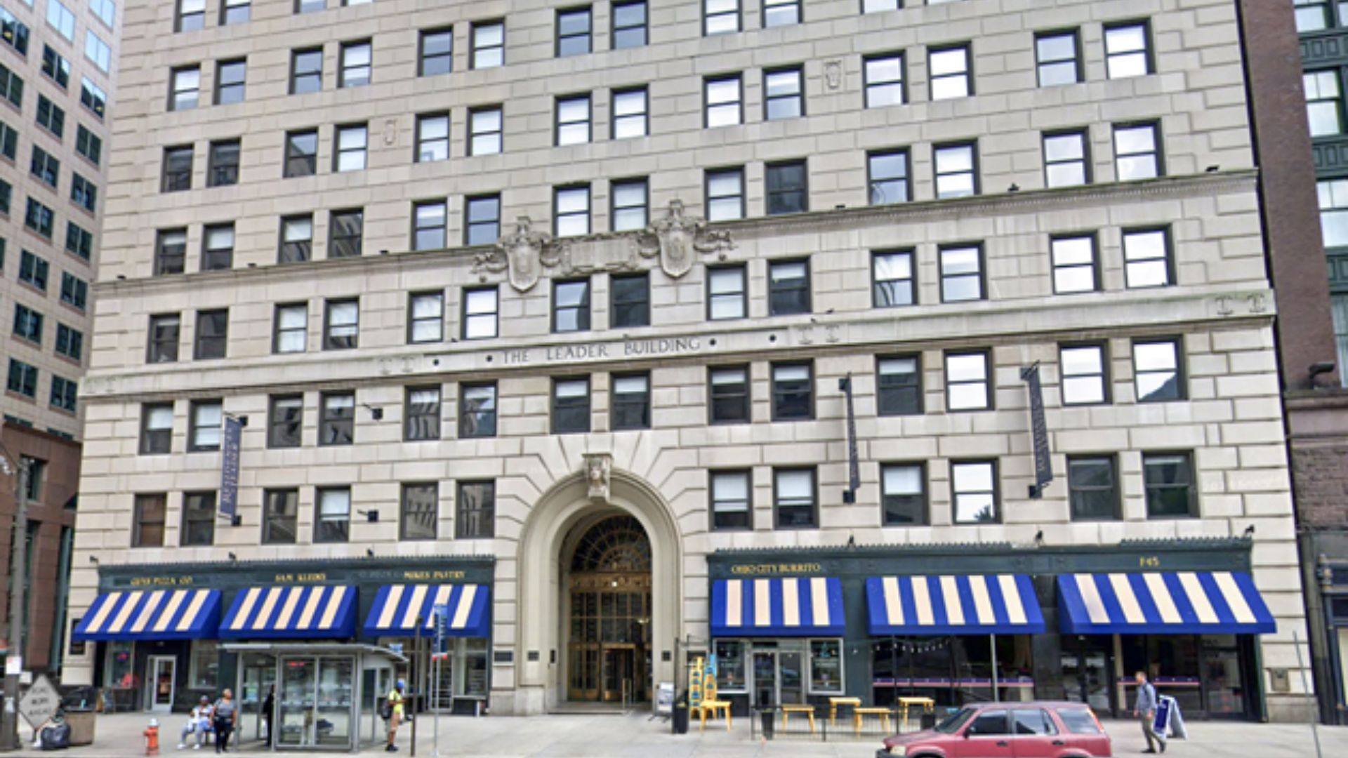 The Leader Building on Superior Avenue in Cleveland, Daily Planet exterior in Superman 2025