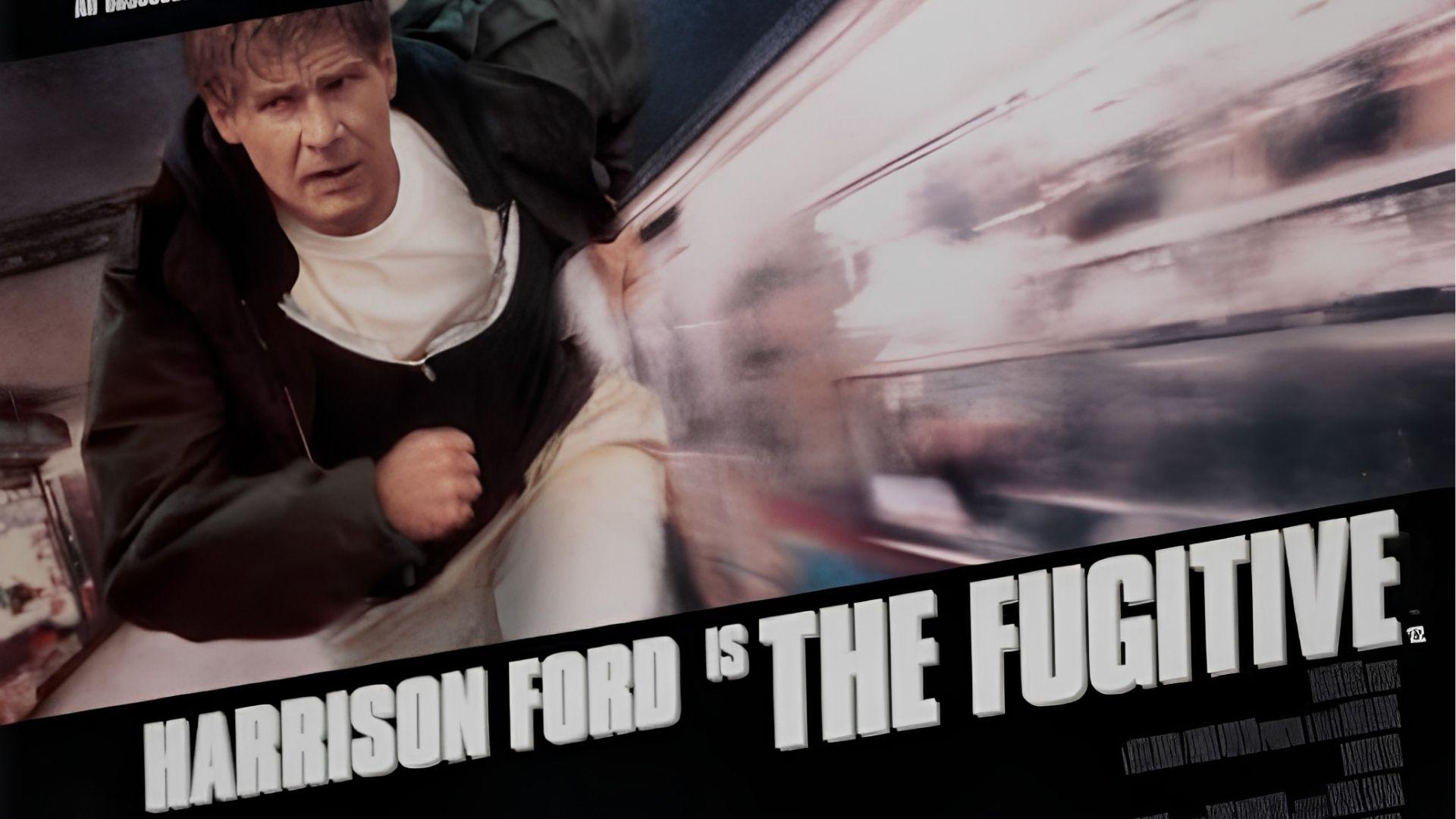 Harrison Ford in The Fugitive 1993 movie poster, action thriller film
