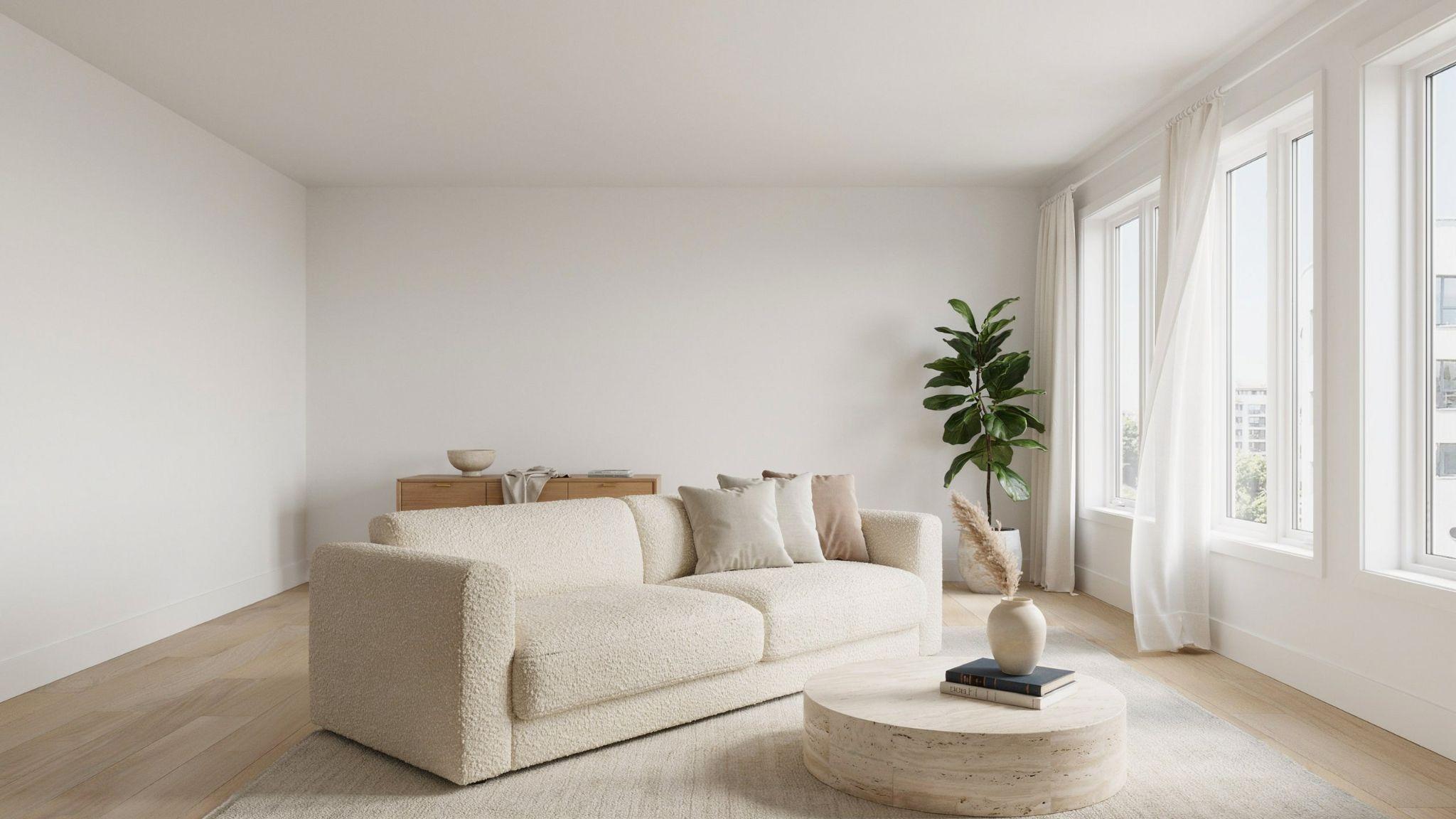 Modern flat stock window trim creating a clean and minimalist contemporary interior look.