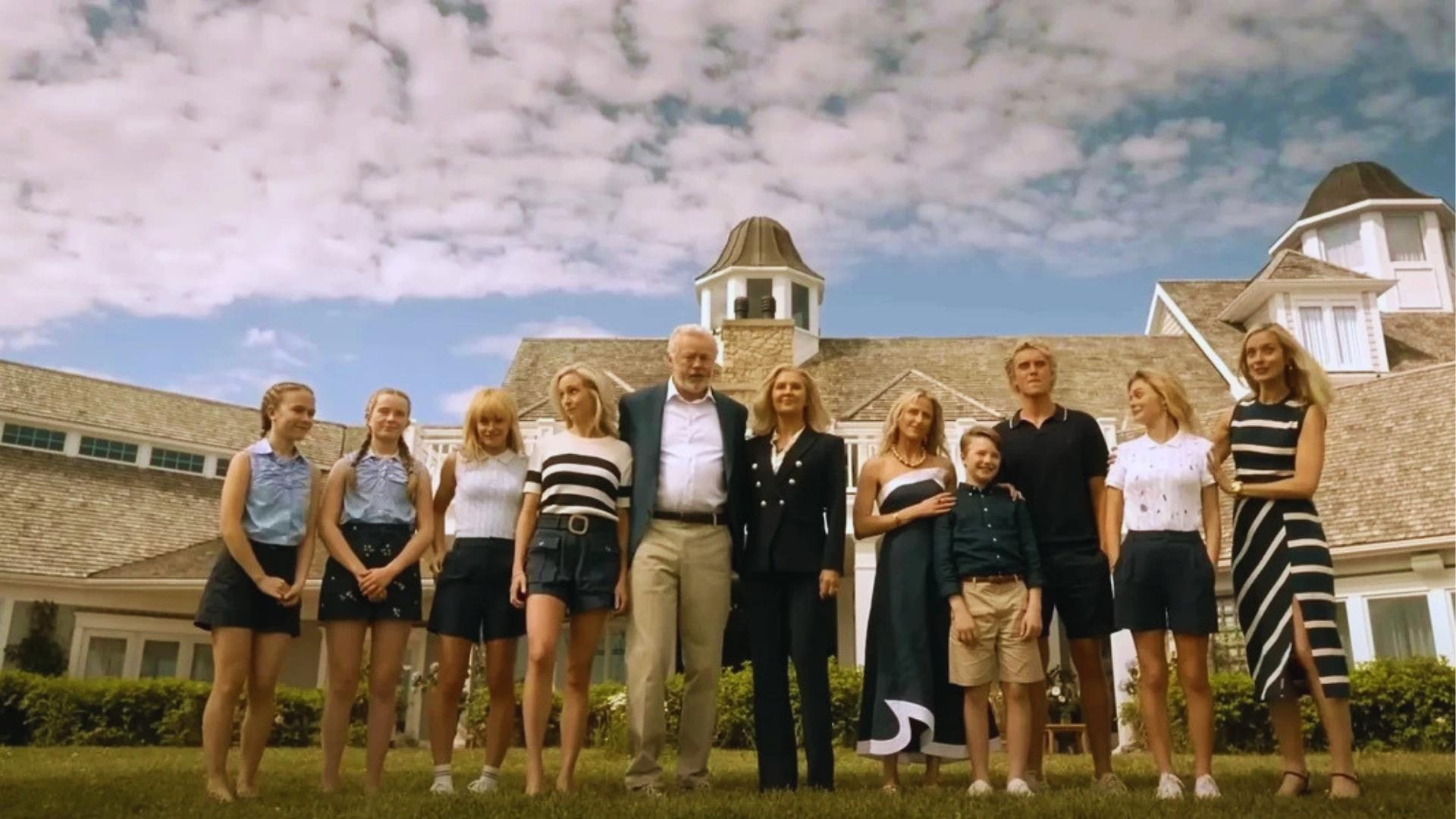 Sinclair family poses outside Beechwood estate in Nova Scotia, real We Were Liars filming location for Clairmont.