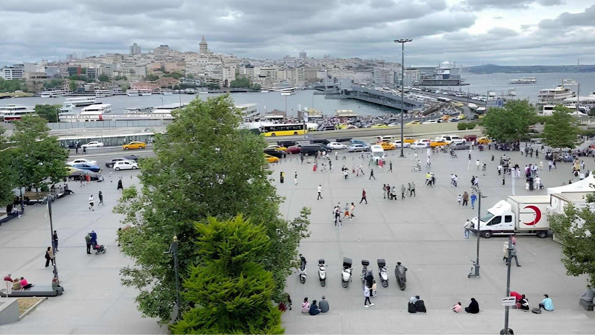 Eminönü Square and Galata Tower view in Istanbul, Skyfall opening scene