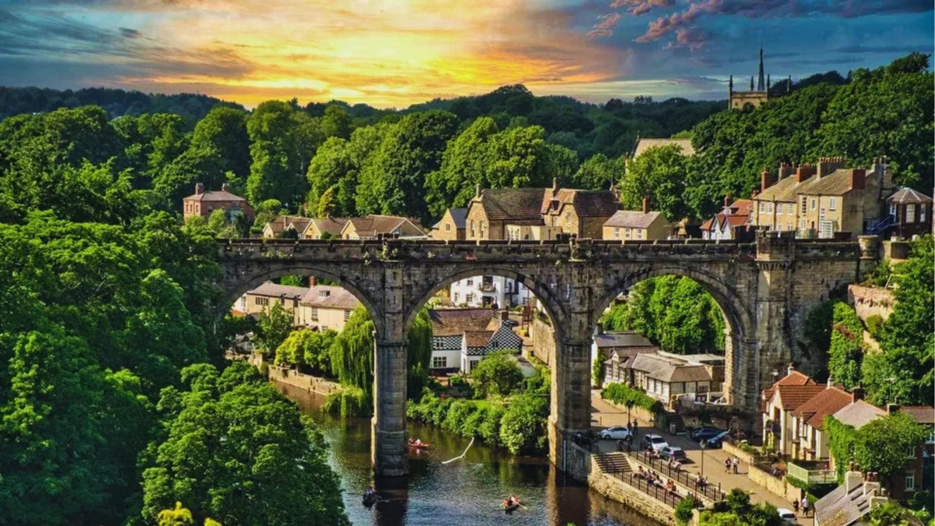 River Nidd at sunset, Yorkshire filming location used in Wuthering Heights.