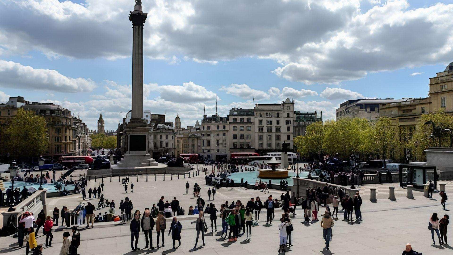 Trafalgar Square with Nelson’s Column, London location in Skyfall